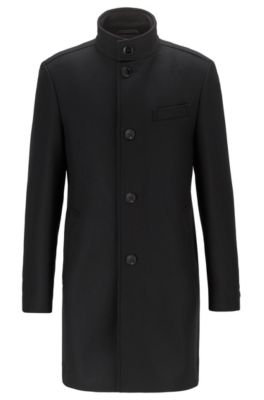 Slim-fit wool-blend coat with funnel collar
