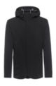 Packable slim-fit jacket with hooded collar, Black