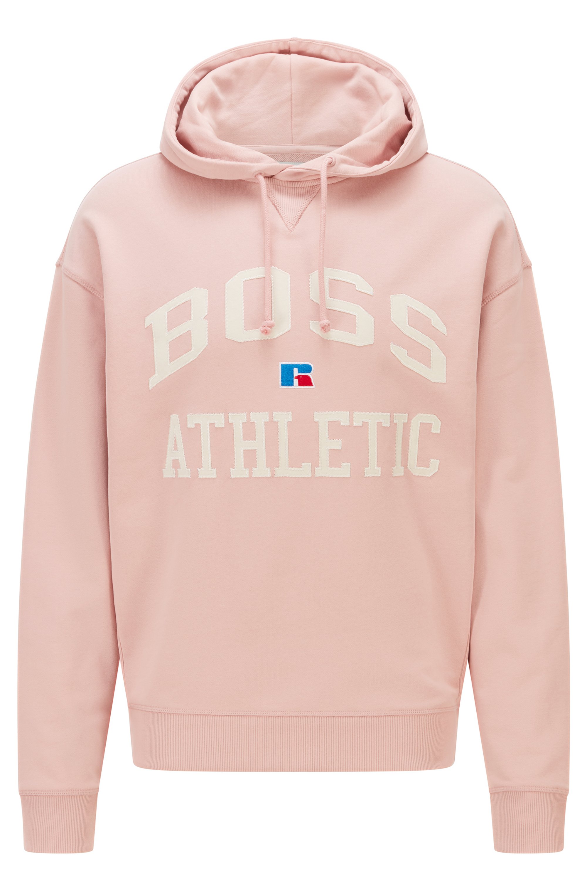 Relaxed-fit unisex hoodie in organic cotton with exclusive logo, light pink