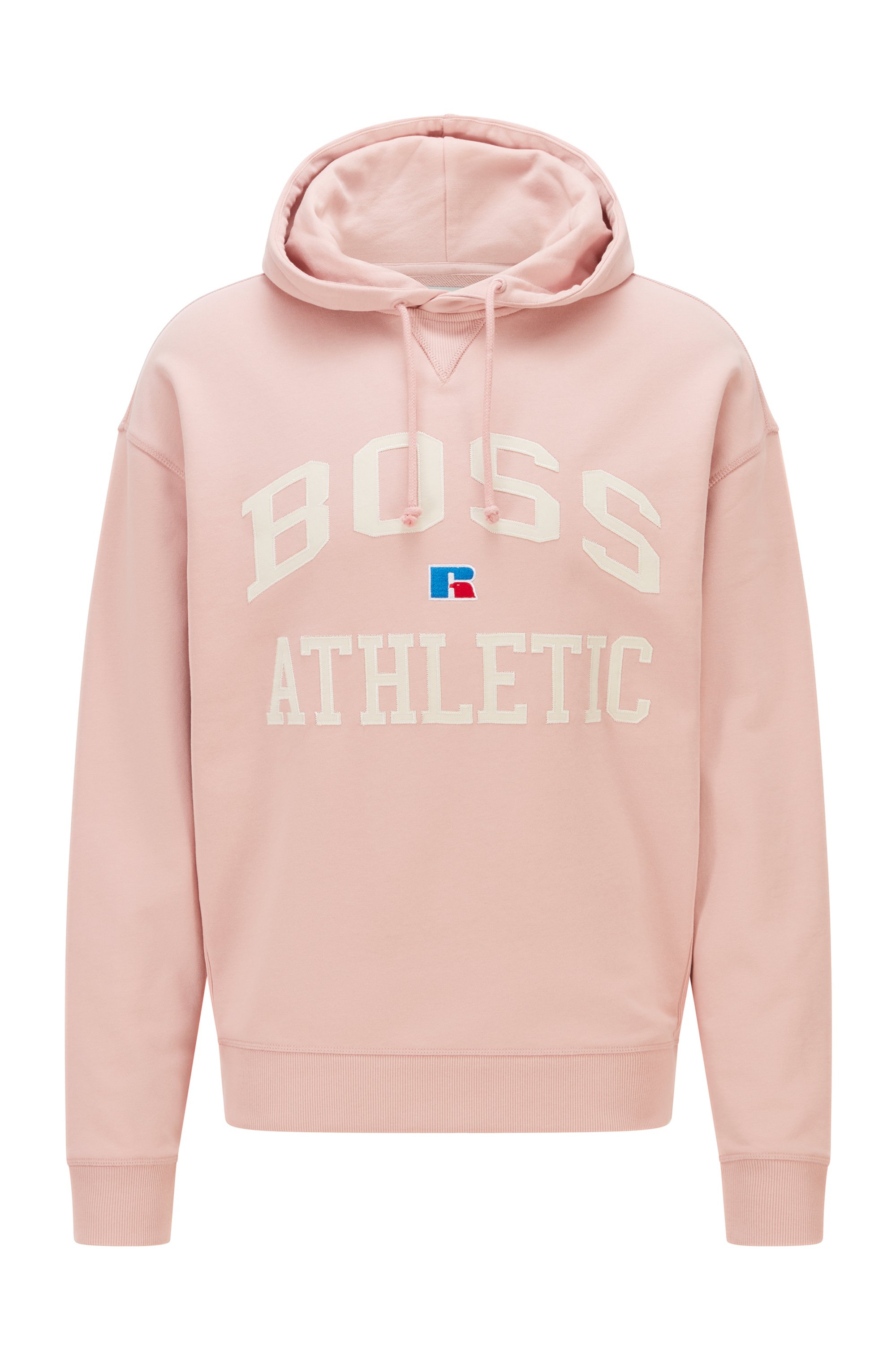 Relaxed-fit unisex hoodie in organic cotton with exclusive logo, light pink