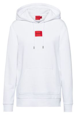 Cotton hooded sweatshirt with red logo 