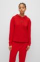 Katoenen sweater met capuchon en logolabel, Rood