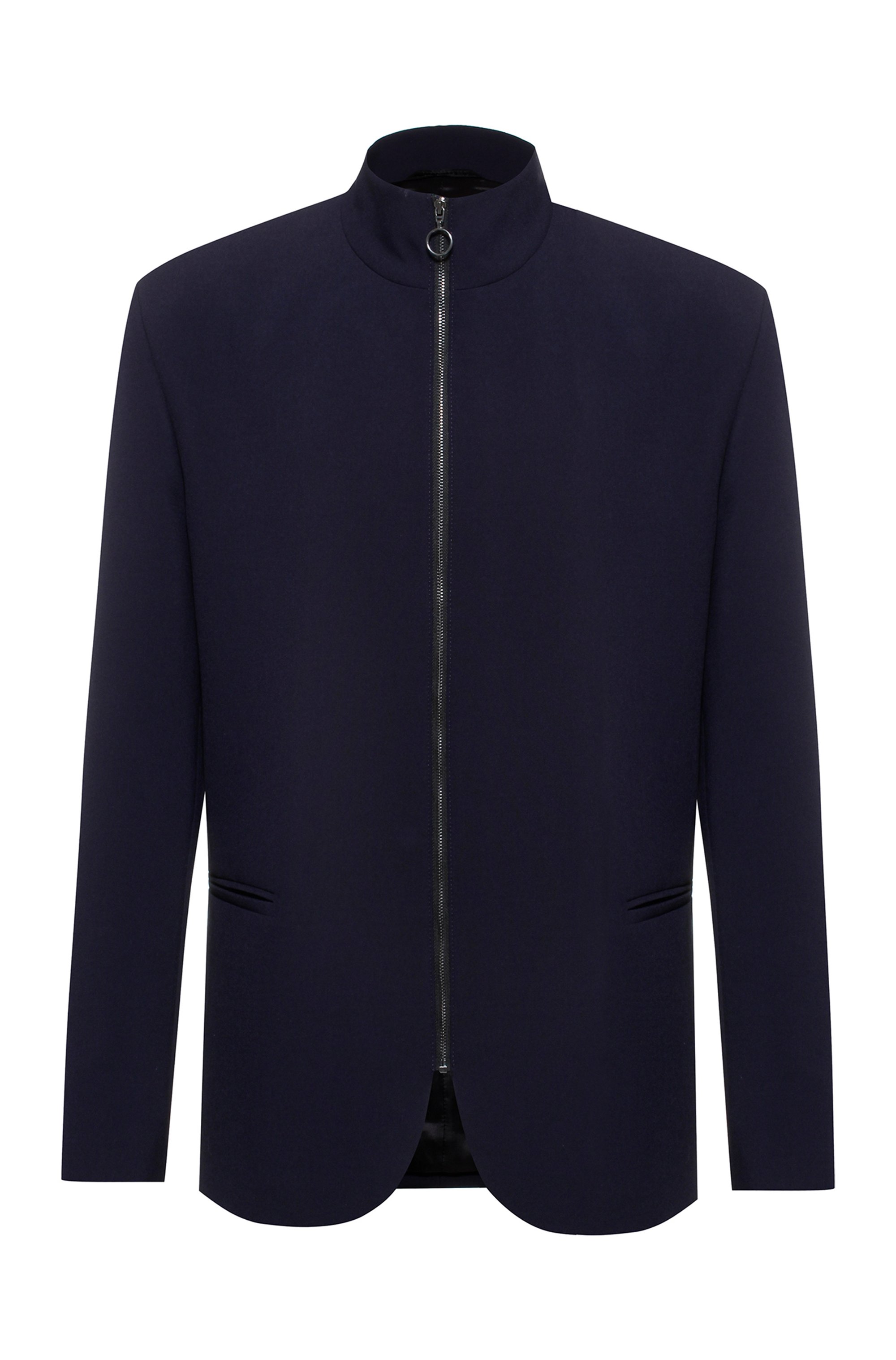 Slim-fit jacket with zip-up front, Dark Blue