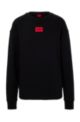 Regular-Fit Sweatshirt aus Baumwolle mit Logo-Label, Schwarz