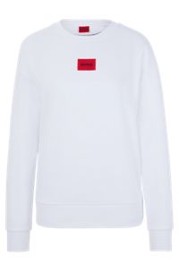 Sweat Regular Fit en coton avec étiquette logo, Blanc