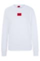 Regular-fit cotton sweatshirt with logo label, White