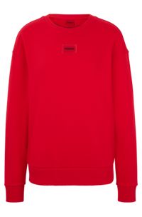 Regular-Fit Sweatshirt aus Baumwolle mit Logo-Label, Rot