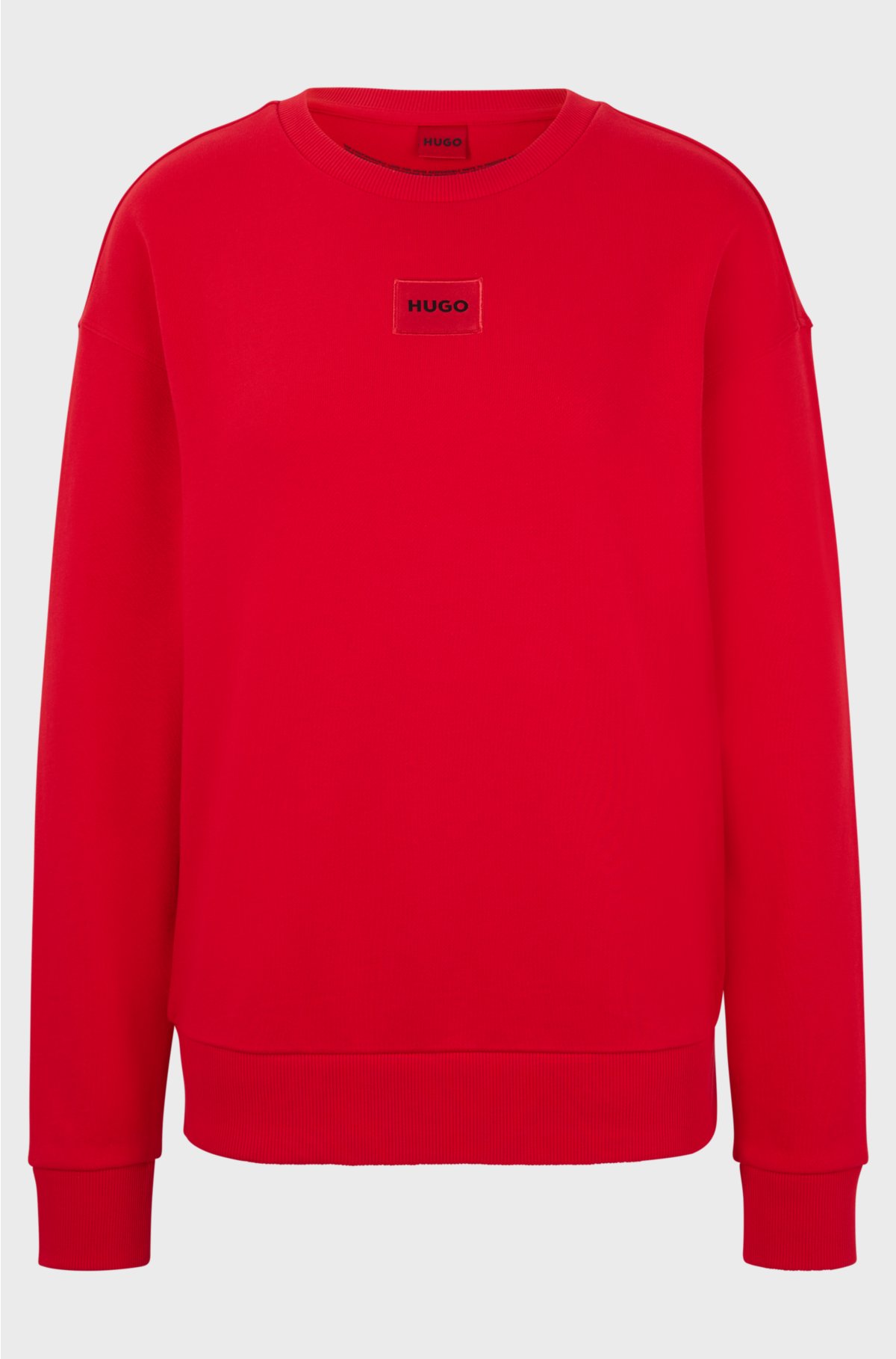 Regular-fit cotton sweatshirt with logo label, Red