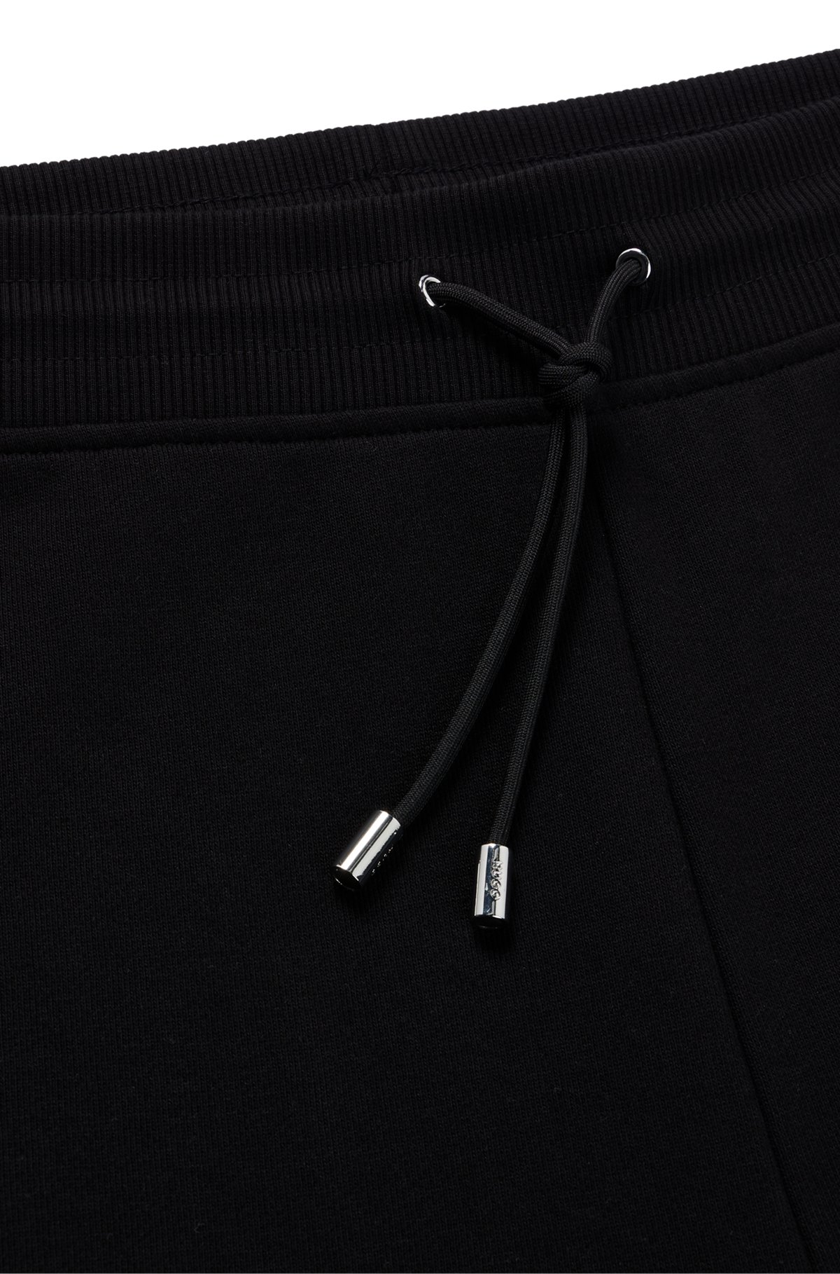 Cotton-terry tracksuit bottoms with logo label, Black