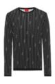 Cotton-blend sweater with jacquard-knitted pinstripes and logos, Black