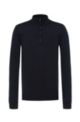 Zip-neck sweater in extra-fine merino wool, Dark Blue