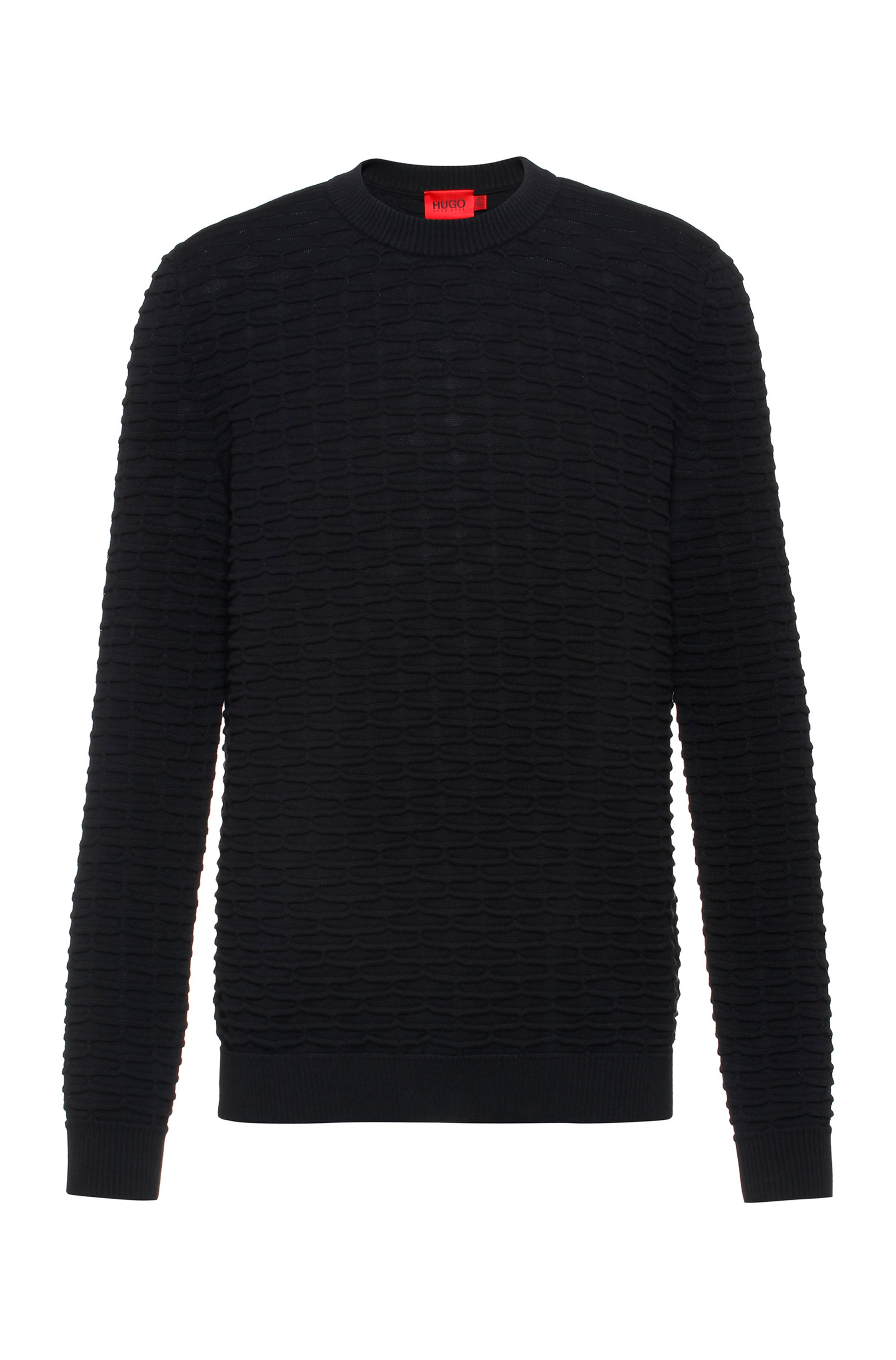 Relaxed-fit sweater in patterned organic cotton, Black