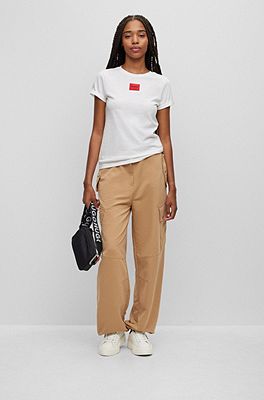 HUGO - Regular-fit bootcut trousers in stretch fabric