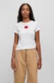 Slim-Fit T-Shirt aus Baumwolle mit Logo-Label, Weiß