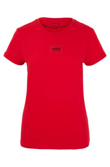 Slim-fit cotton T-shirt with logo label, Hugo boss