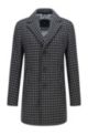 Houndstooth coat in an Italian wool blend, Black Patterned