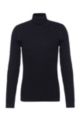 Extra-slim-fit turtleneck sweater with all-over structure, Dark Blue