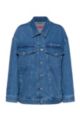 Oversized-fit denim jacket with scribble print, Blue