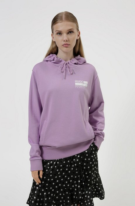 Manifesto-print hooded sweatshirt in Recot²® cotton, Purple