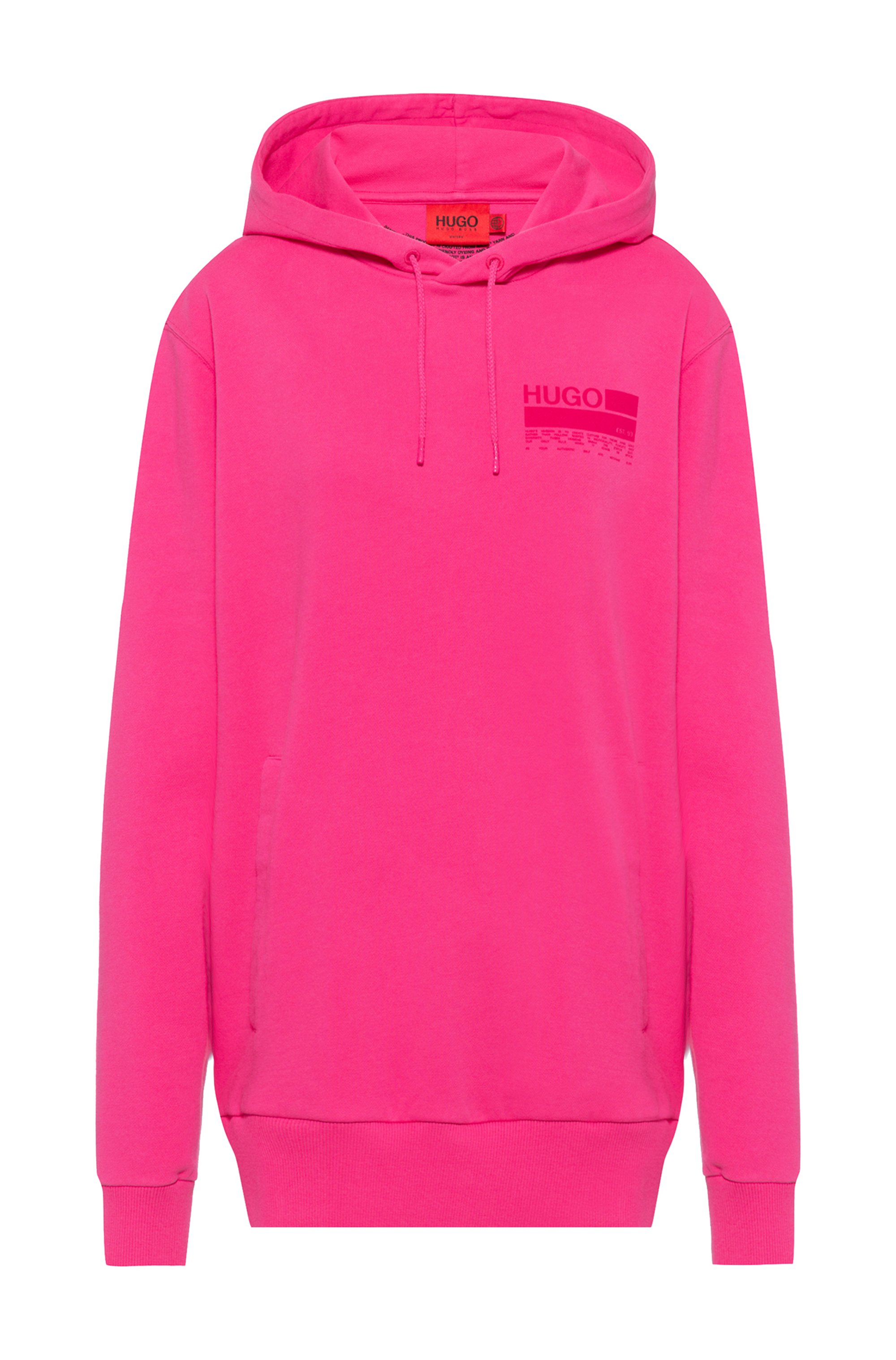 Manifesto-print hooded sweatshirt in Recot²® cotton, Pink