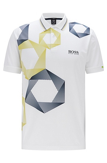 徽标装饰六边形印花常规版型 Polo 衫,  100_White