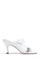 Square-toe mules in leather with strap detail, White