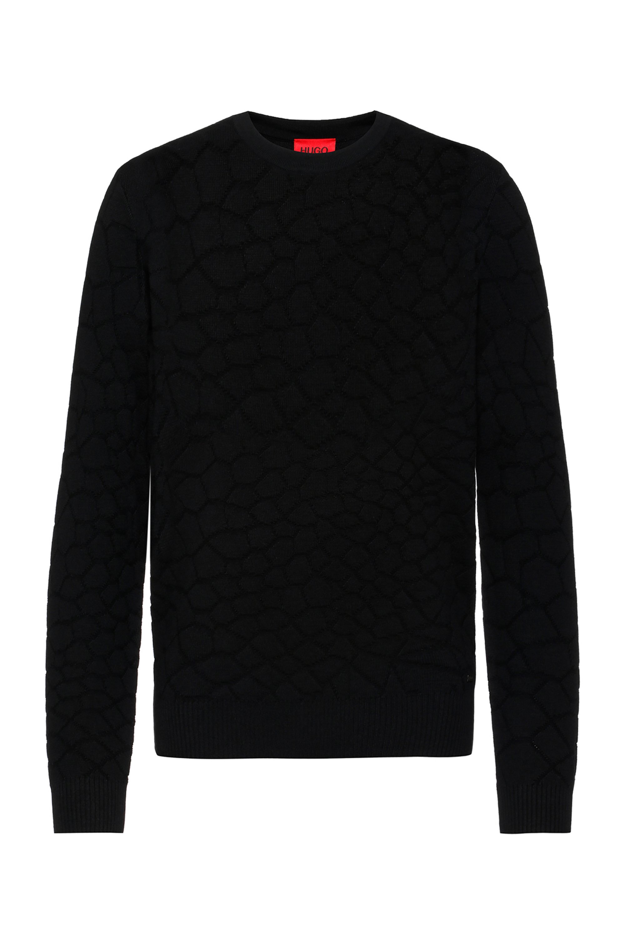 Relaxed-fit cotton-blend sweater with snake motif, Black