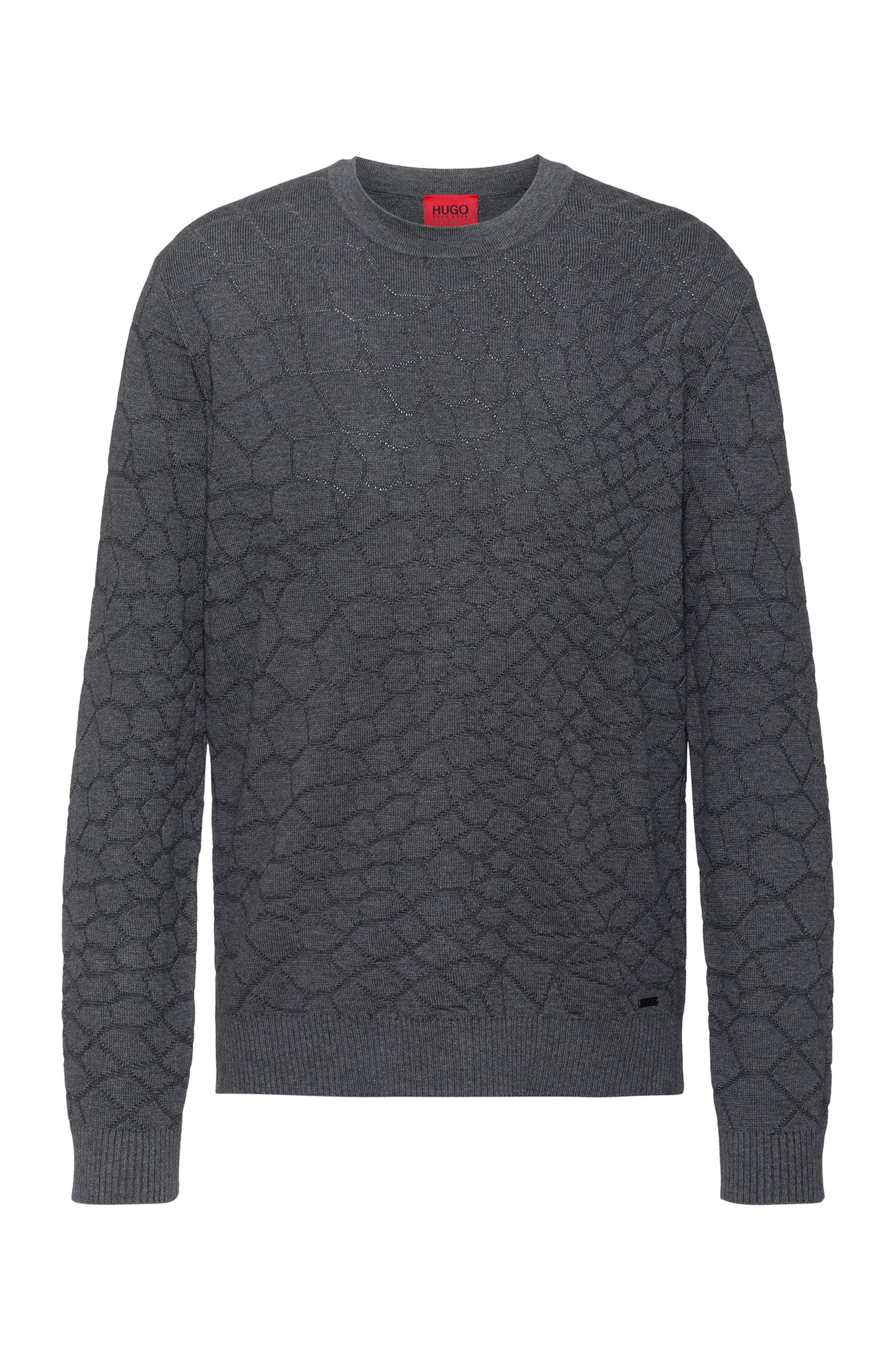 Relaxed-fit cotton-blend sweater with snake motif, Grey