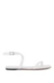 Flat strappy sandals in Italian leather with squared toe, White