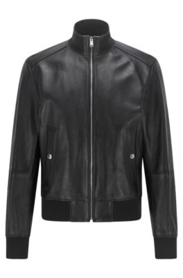 HUGO BOSS for HUGO BOSS - Bomber Style Leather Jacket In A Regular Fit ...