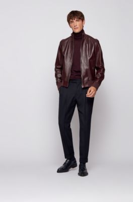 hugo boss leather bomber