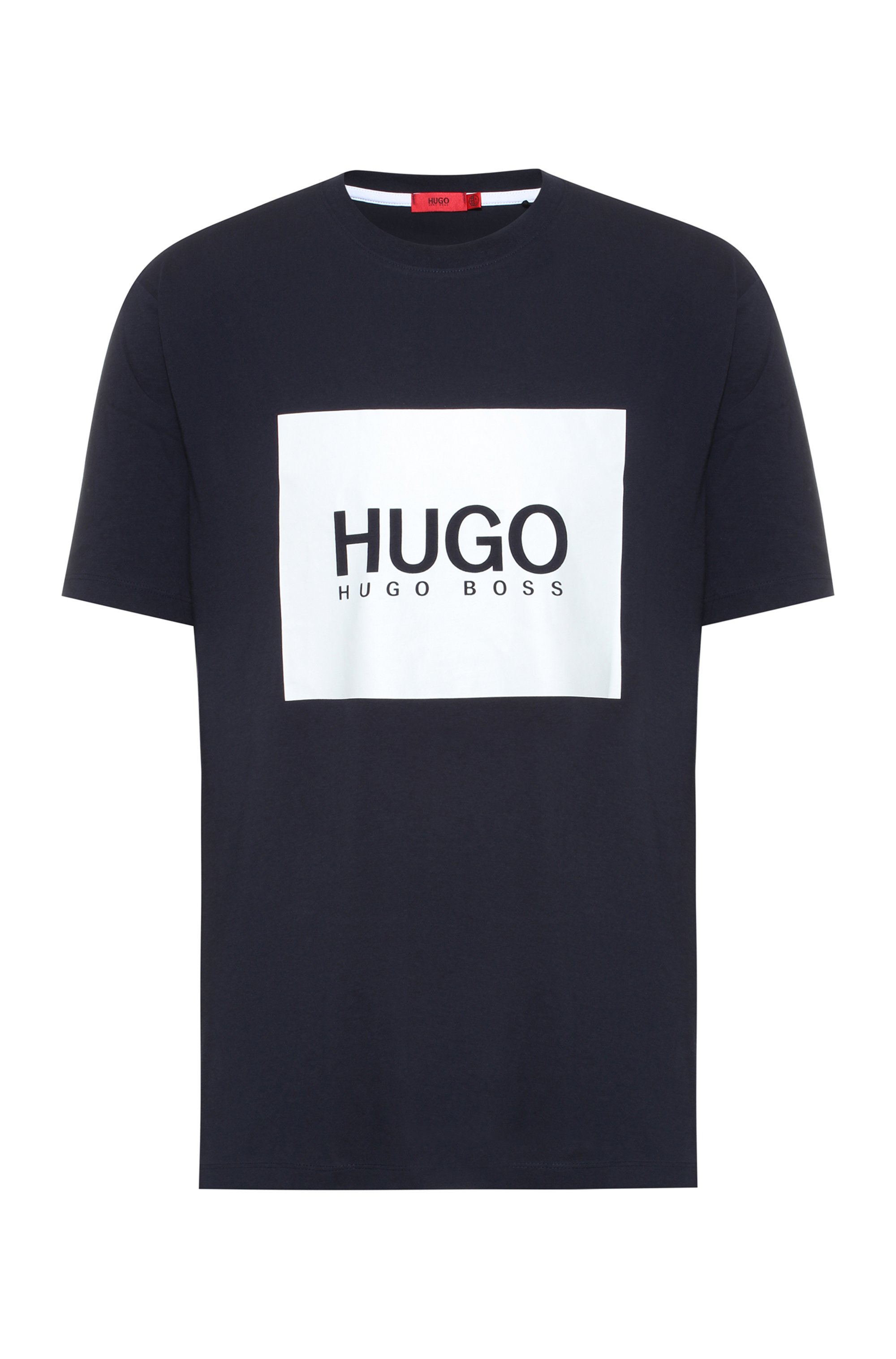 Logo-box-print T-shirt in cotton jersey, Dark Blue
