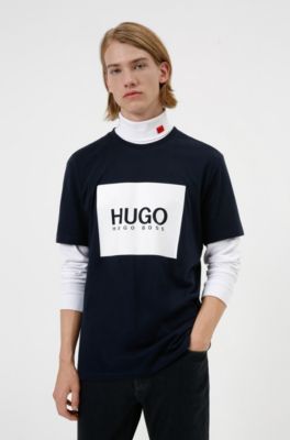 Mens Clothing T-shirts Short sleeve t-shirts HUGO Cotton Dumex Box Logo in Black for Men 
