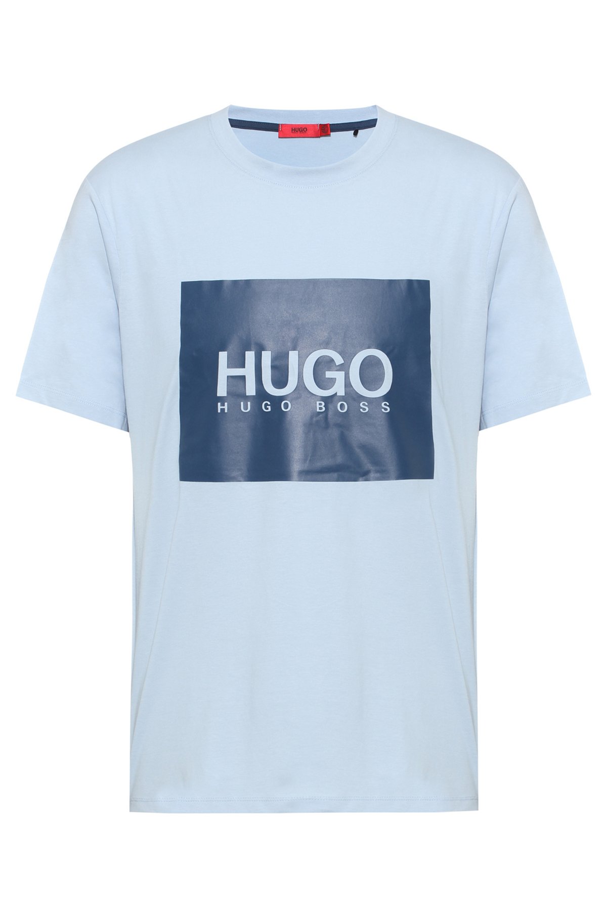 Logo-box-print T-shirt in cotton jersey, Light Blue