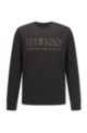 Slim-fit crew-neck sweatshirt with pixellated logo, Black