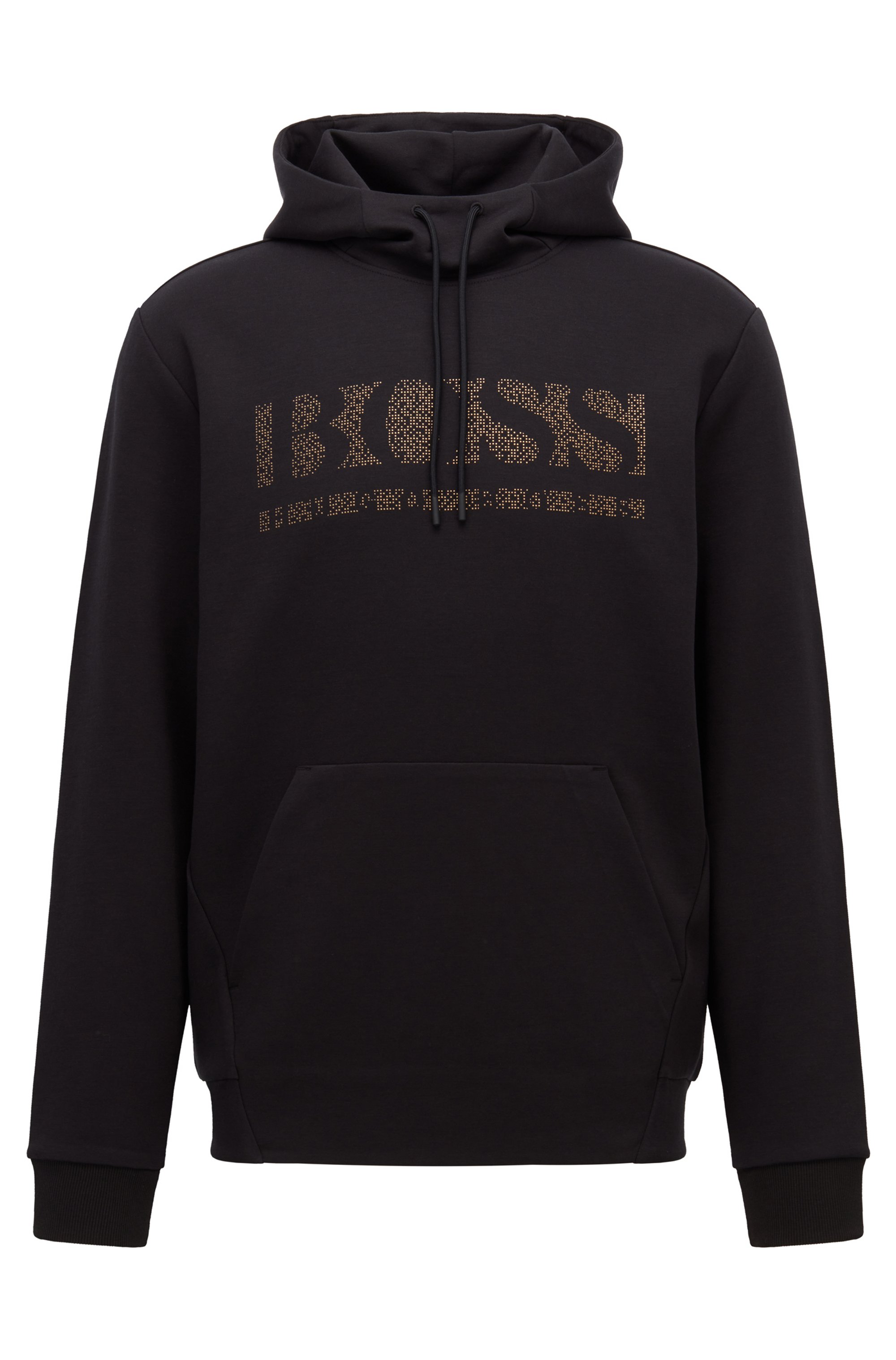 Regular-fit hooded sweatshirt with pixelated logo, Black