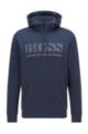 Regular-fit hooded sweatshirt with pixelated logo, Dark Blue