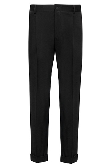 弹性斜纹布常规版型长裤,  001_Black