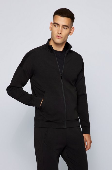 Regular-fit sweatshirt with circular logo detail, Black