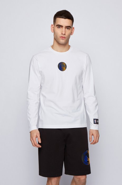 Long-sleeved T-shirt from BOSS & NBA with team logo, White