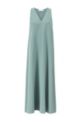 A-line crepe maxi dress with deep V neckline, Light Green