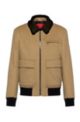 Wool-blend bomber jacket with teddy collar, Beige