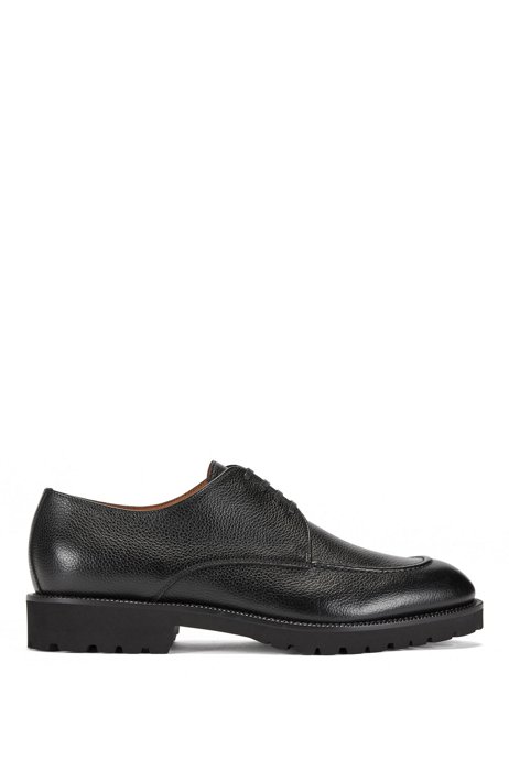 Apron-toe Derby shoes in Italian leather, Black
