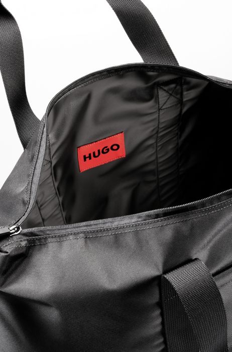 HUGO BOSS Uomo Accessori Borse Borse da viaggio Borsone in tessuto tecnico lavorato con etichetta con logo rossa 