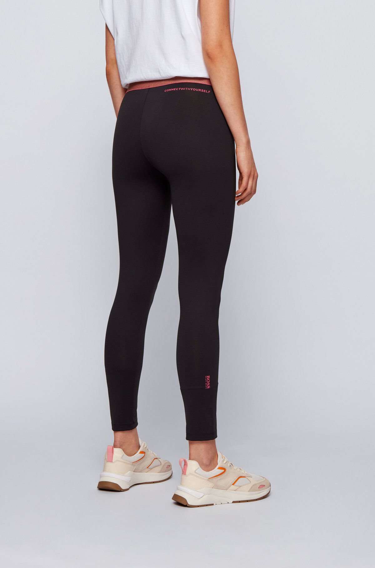 Super-skinny-fit leggings with color-block waistband, Black