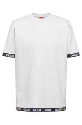 T-shirt en coton mélangé orné du logo au bas des manches et à la base