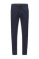 Tapered-fit pants in stretch-cotton satin, Dark Blue