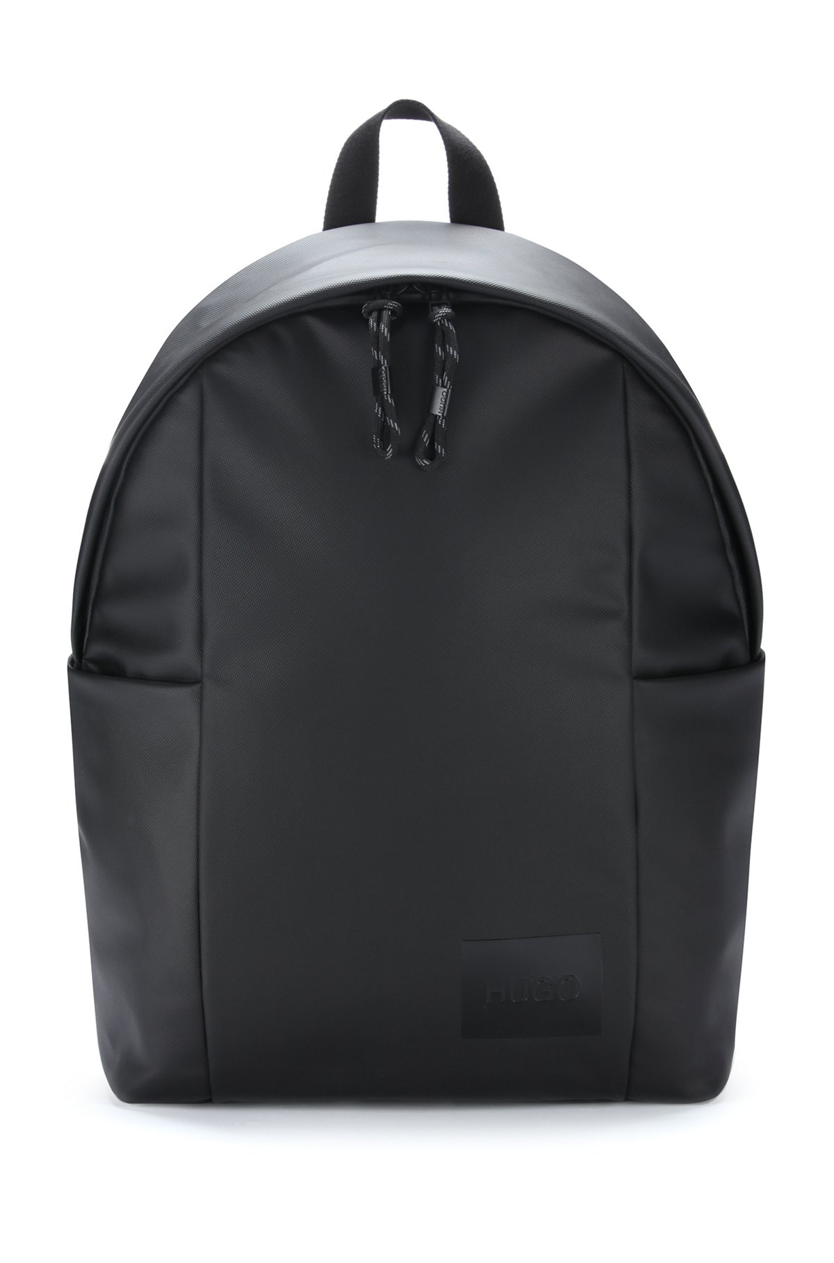 Logo backpack in coated structured material, Black