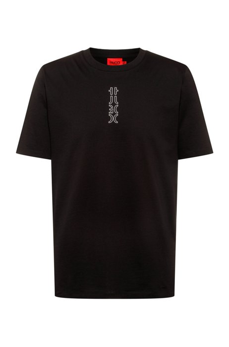 Cropped-logo T-shirt in organic cotton, Black