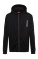 Cropped-logo zip-up hoodie in organic cotton, Black